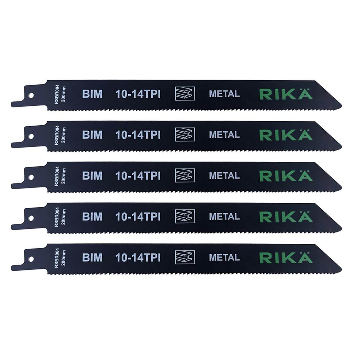 Rikä 200mm 14TPI Bi-Metal Recip Saw Blades for Metal and Wood with Nails - Pack of 5 - Type S1122VF